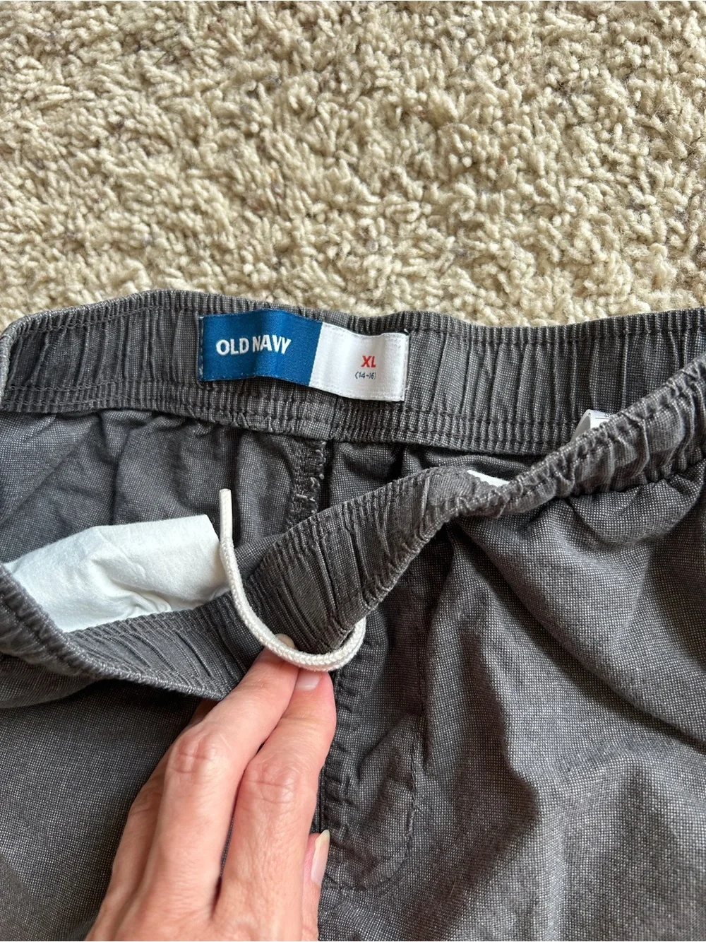 Men's Gray and Black Elastic Waist Casual Shorts, Old Navy